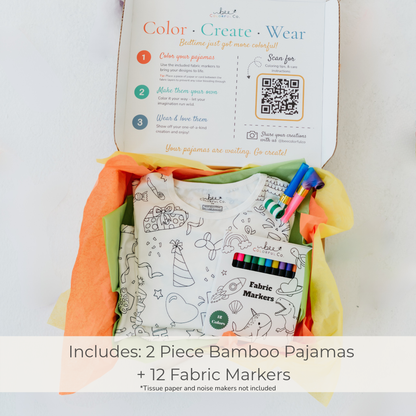 Birthday Coloring Pajamas with Markers | Kids Gift Set