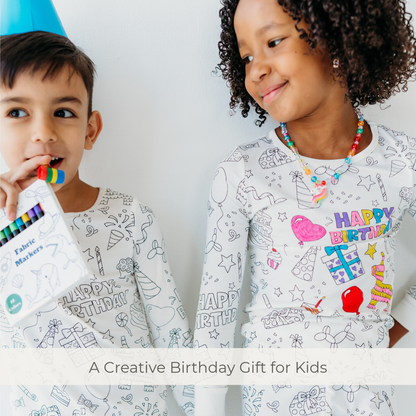 Birthday Coloring Pajamas with Markers | Kids Gift Set