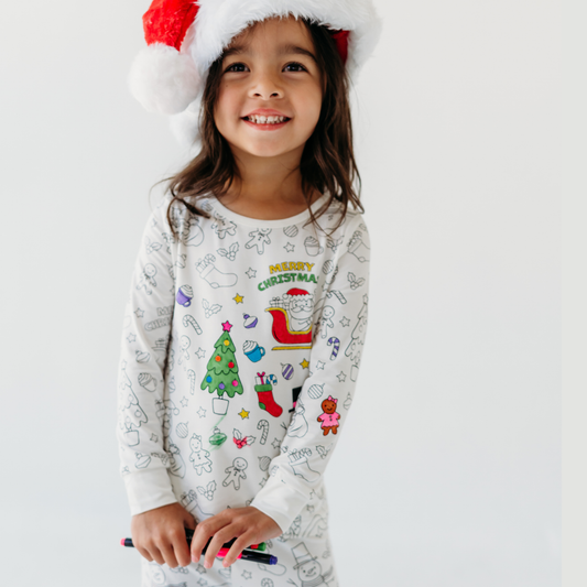 Christmas Coloring Pajamas | Soft Bamboo 2 Piece Set