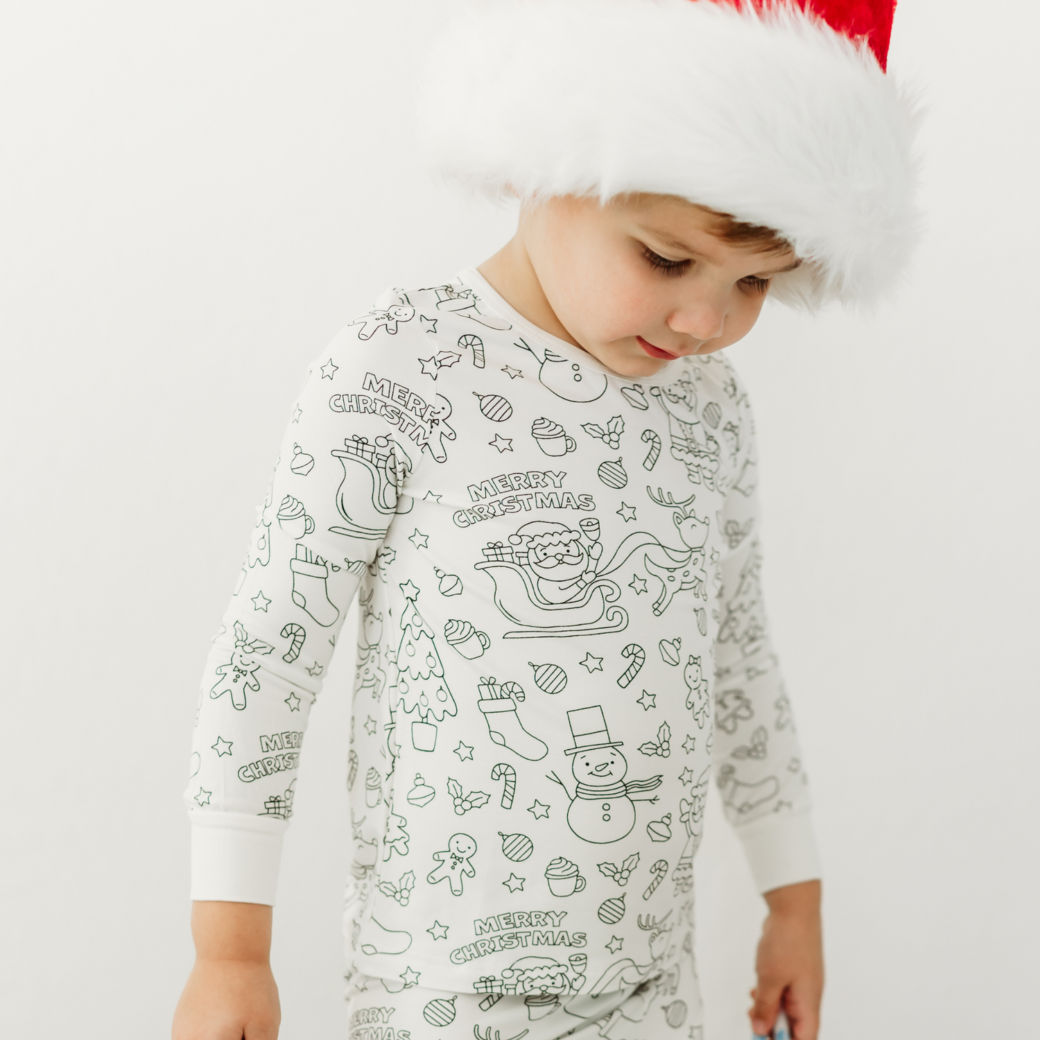 Christmas coloring pajamas for kids soft bamboo
