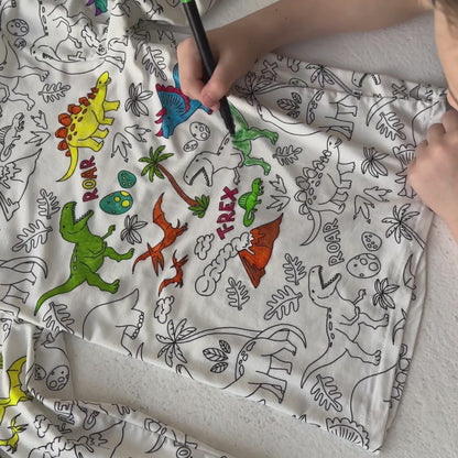 Dinosaur Coloring Pajamas for Kids | Soft Bamboo 2 Piece Set